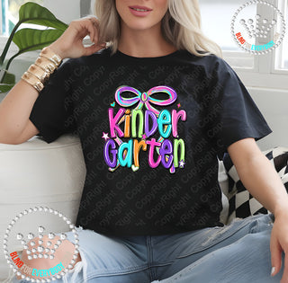 Kindergarten Bow Bright Graphic Print Unisex Short Sleeve Tee #31412