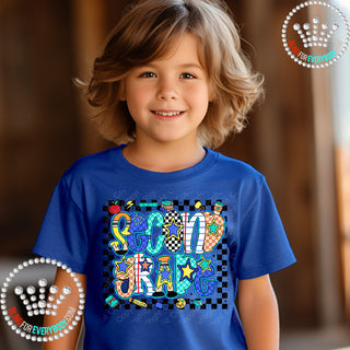Second Grade Bright Check Border YOUTH Short Sleeve Tee #32066