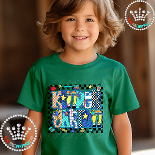 Bright Check Border YOUTH Short Sleeve Tee