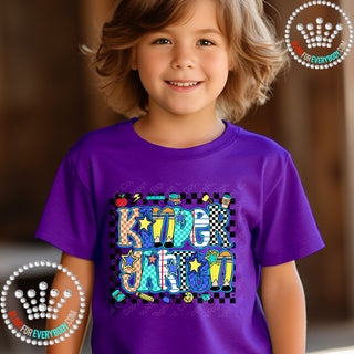 Kindergarten Bright Check Border YOUTH Short Sleeve Tee #32070