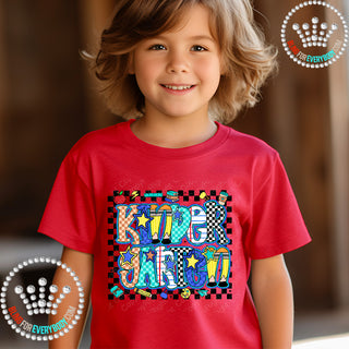 Kindergarten Bright Check Border YOUTH Short Sleeve Tee #32070