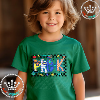 Bright Check Border YOUTH Short Sleeve Tee