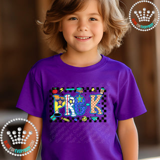 Bright Check Border YOUTH Short Sleeve Tee