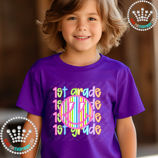 First Grade Neon Happy Face YOUTH Short Sleeve Tee