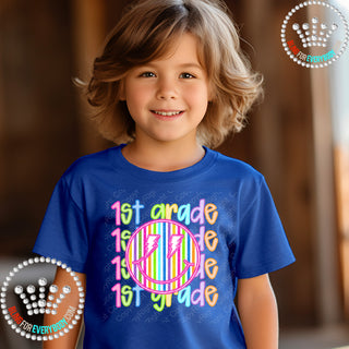 First Grade Neon Happy Face YOUTH Short Sleeve Tee