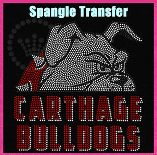 Carthage Bulldog Peeking Spangle Transfer