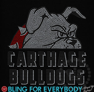 Carthage Bulldog Peeking for Red Shirts Spangle Transfer