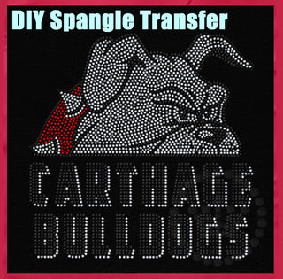 Carthage Bulldog Peeking for Red Shirts Spangle Transfer