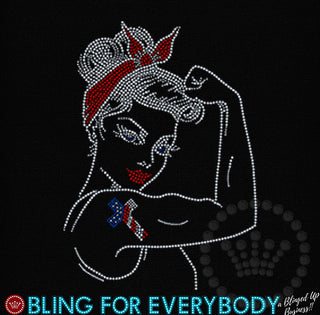 Rosie The Riveter with Flag Tattoo Spangle Transfer