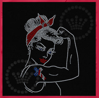 Rosie The Riveter with Flag Tattoo Spangle Transfer