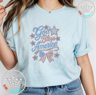 God Bless America Bow Spangle Transfer