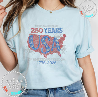 Proud to Celebrate 250 Years USA Spangle Transfer