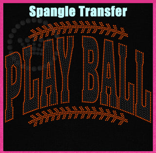 Play Ball Red Black Arch Spangle Transfer