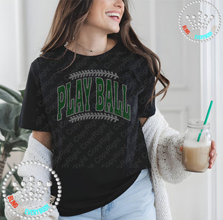 Play Ball Green Silver Arch Spangle Transfer