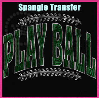 Play Ball Green Silver Arch Spangle Transfer