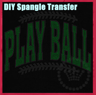 Play Ball Green Black Arch Spangle Transfer