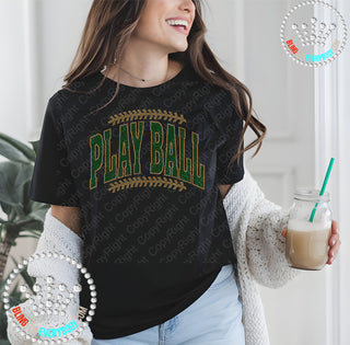 Play Ball Green Gold Arch Spangle Transfer