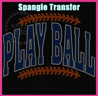 Play Ball Navy Orange Arch Spangle Transfer