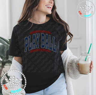 Play Ball Navy Red Arch Spangle Transfer