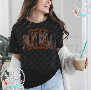 Play Ball Orange Silver Arch Spangle Transfer
