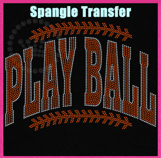 Play Ball Orange Silver Arch Spangle Transfer