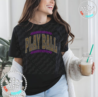 Play Ball Purple Gold Arch Spangle Transfer