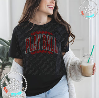Play Ball Red Silver Arch Spangle Transfer