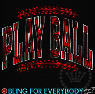 Play Ball Red Silver Arch Spangle Transfer