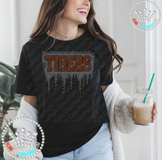 Tigers Block with Drip Spangle Transfer #32270