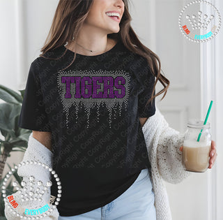 Tigers Block with Drip Spangle Transfer #32270