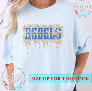 Rebels Block Letter Drip Spangle Transfer