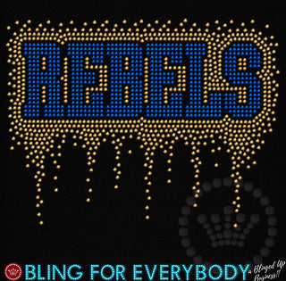 Rebels Block Letter Drip Spangle Transfer