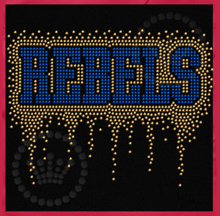 Rebels Block Letter Drip Spangle Transfer
