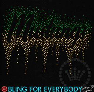 Mustangs Drip Knockout Script Spangle Transfer