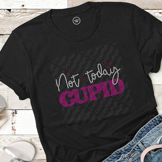 Not Today Cupid Valentine Spangle Bling Tee #28462