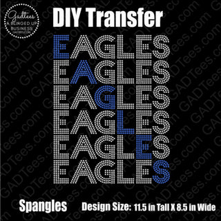 Eagles Mascot Wordstack Spangle Transfer #4010