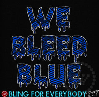 We Bleed Blue Silver-Outline Spangle Transfer
