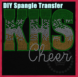 KHS Ombre Cheer Green-Silver-Gold Spangle Transfer