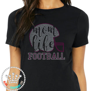 Mom Life Football Silver Maroon Spangle Transfer #4033