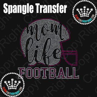 Mom Life Football Silver Maroon Spangle Transfer #4033