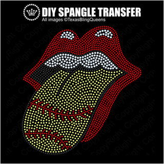 Big Lips Softball Tongue Spangle Transfer #4078