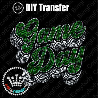 Game Day Groovy Script GREEN Spangle Transfer #4080
