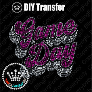 Game Day Groovy Script HOT PINK Spangle Transfer #4080