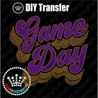 Game Day Groovy Script PURPLE Spangle Transfer #4080