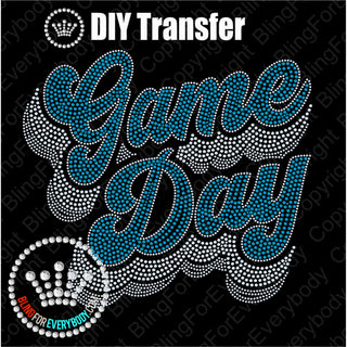 Game Day Groovy Script TEAL Spangle Transfer #4080