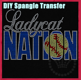 Ladycat Nation Softball Spangle Transfer #4110Ls