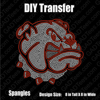 Bulldog Head Mascot Spangle Transfer #4112