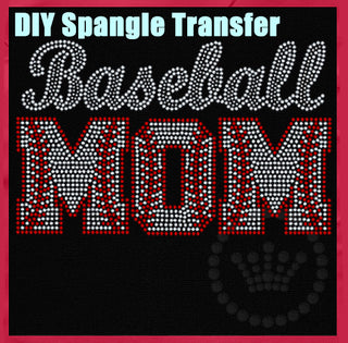 Baseball Mom with Threads Spangle Transfer