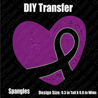 Awareness Heart Spangle Transfer #4118