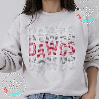 Dawgs Word Stack Staggered 3 Color Spangle Bling Unisex Sweatshirt #4132B